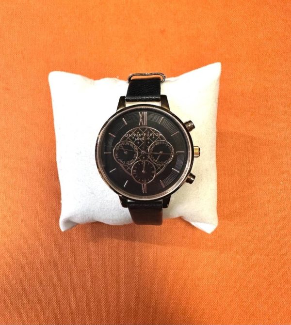 Olivia Burton Black & Rose Gold Chrono Watch