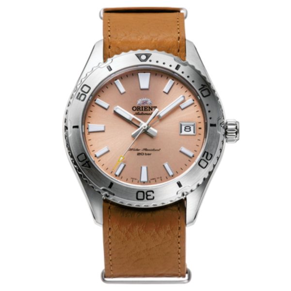 Orient Mako Automatic Apricot Dial Leather Strap Men's Watch RA-AC0Q05P30B