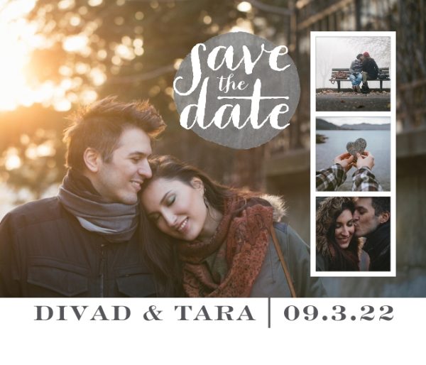 Painterly Save The Date 8x9" Personalised Mouse Mat (20x23cm), Gifts Gray