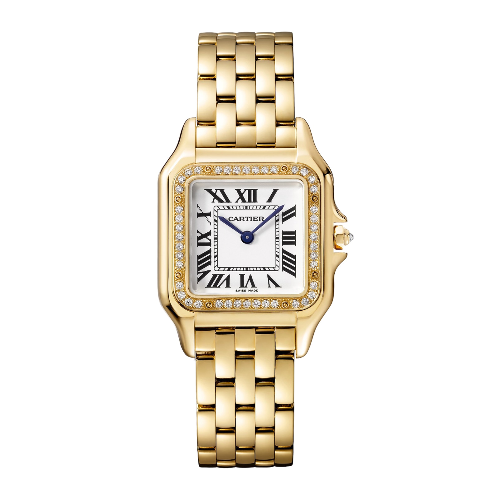 Panthère De Cartier Watch Medium Model, Quartz Movement, Yellow Gold, Diamonds