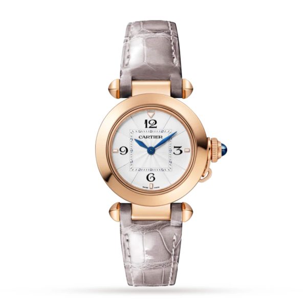 Pasha De Cartier Watch 30mm, High Autonomy Quartz Movement, Rose Gold, Interchangeable Leather Straps