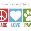 Peace Love Paws Personalised Door Mat, Gifts Multi