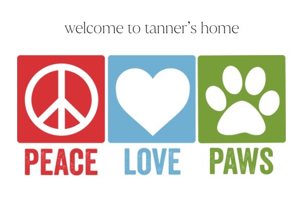 Peace Love Paws Personalised Door Mat, Gifts Multi