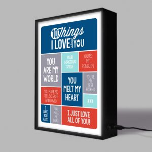 Personalised 10 Things I Love About You Light Box - Personalised Gifts - Share What You Love About Your Partner Or Special Someone