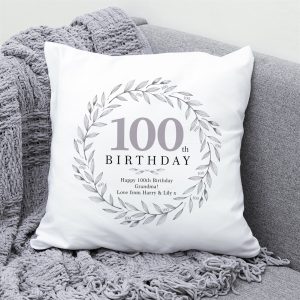 Personalised 100th Birthday Cushion - Milestone Age Gift with Message