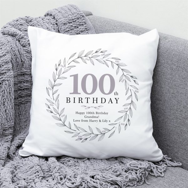 Personalised 100th Birthday Cushion - Milestone Age Gift with Message