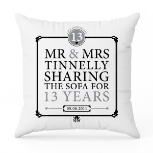 Personalised 13th Anniversary "Sharing The Sofa" Cushion Keepsake Gift