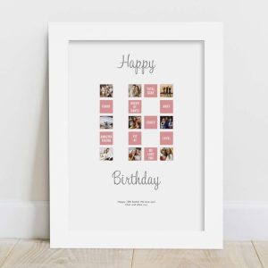 Personalised 18th Birthday Photo Collage Print, with Framing Options - Celebrate Special Traits, Moments & Events with 9 Photos - A Truly Unique Gift