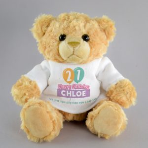 Personalised 21st Birthday Balloon Teddy Bear - 21st Personalised Birthday Gifts - Celebrate Their Birthday Milestone With A Loving Message From You