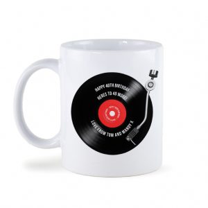 Personalised 40th Birthday Retro Record Mug - Celebrate a Record Milestone Year with this Cool Vinyl Design - A Unique & Nostalgic Special Gift