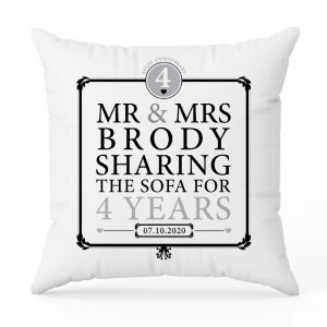 Personalised 4th Anniversary "Sharing The Sofa" Cushion Keepsake Gift