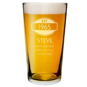 Personalised 50th Birthday Glass - Personalised 50th Birthday Gifts - Toast The 50th Birthday With This Unique Beer Glass