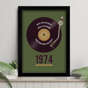 Personalised 50th Birthday Vinyl Record Design Print - Retro Gift