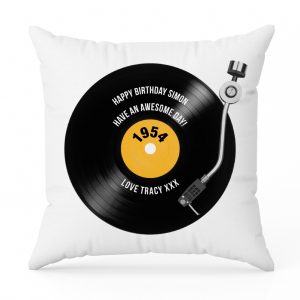 Personalised 70th Birthday Retro Record Cushion - Personalised 70th Birthday Gifts - A Retro Personalised Birthday Cushion For The Vintage 70-Year-Old