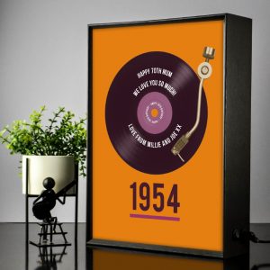 Personalised 70th Birthday Vinyl Record Design Light Box - Retro Gift