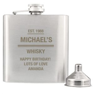 Personalised Any Message Stainless Steel Hip Flask - Personalised Gifts - Classic 6Oz Stainless Steel Hip Flask