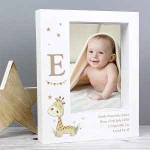 Personalised Baby Box Photo Frame (Giraffe Portrait Frame) - Personalised Christening Gifts - A Lovely Baby Photo Frame That Will Brighten Your Home