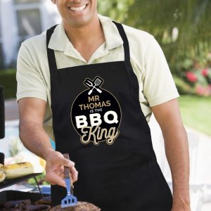 Personalised Bbq King Apron - Personalised Gifts - Great For Letting Everyone Know That, You Guessed It, He's The Bbq King
