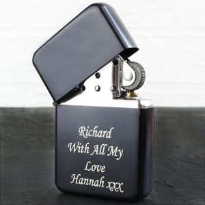 Personalised Black Lighter - Personalised Gifts - The Perfect Gift For Any Smoker