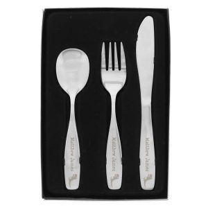 Personalised Children's Dinosaur Cutlery Set - 3 Piece Keepsake Gift