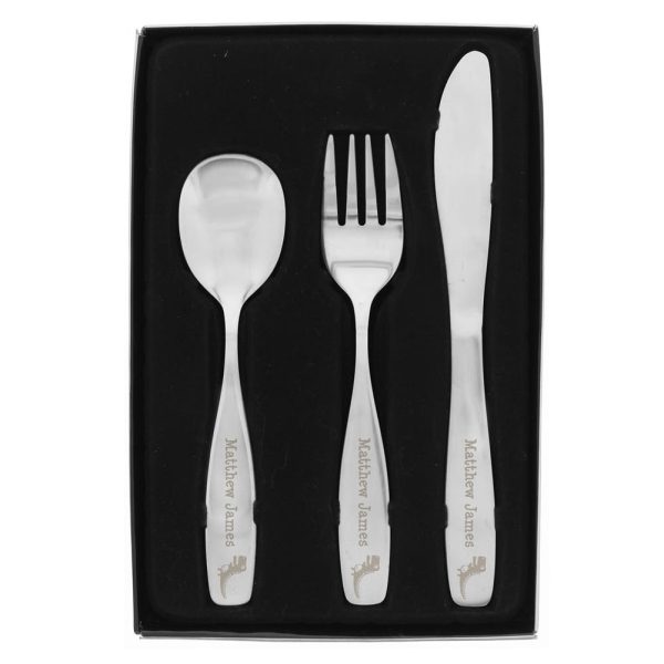 Personalised Children's Dinosaur Cutlery Set - 3 Piece Keepsake Gift