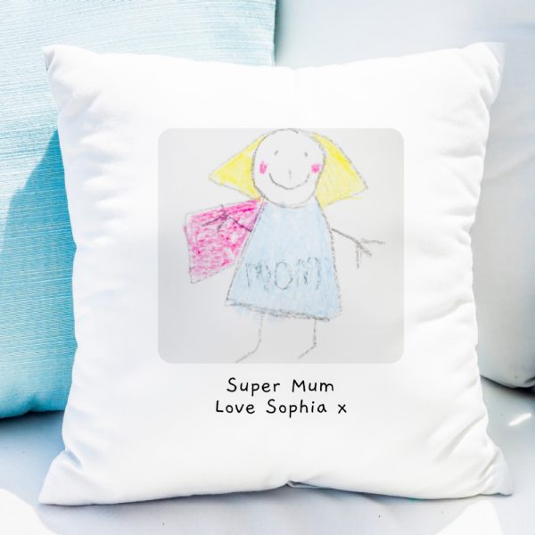 Personalised Childrens Drawing Photo Upload Cushion - Celebrate Your Child's Imagination And Give A Gift That's As Special And Unique As They Are