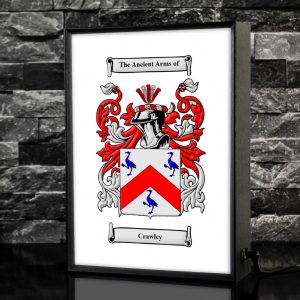 Personalised Coat Of Arms Surname Lightbox - Coat Of Arms Christmas Gifts - Unique Lightbox With Coat Of Arms And Motto & Personalise With Surname