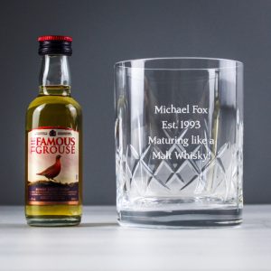 Personalised Crystal Glass & Whisky Gift Set In Black/Silver - This Engraved Whisky Glass Set Is The Perfect Gift For Any Connoisseur