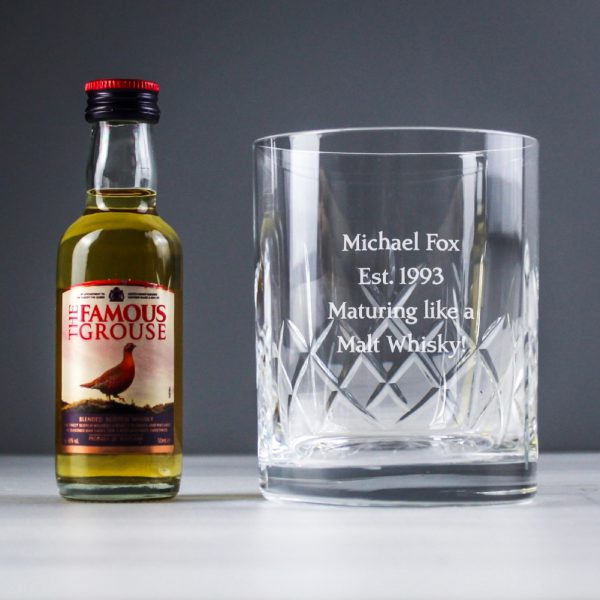 Personalised Crystal Glass & Whisky Gift Set In Black/Silver - This Engraved Whisky Glass Set Is The Perfect Gift For Any Connoisseur