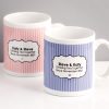 Personalised Drinking Tea Together Since... Pair Of Mugs - White, Pink And Blue - 12x9.5x8cm - A Thoughtful Gift For Romantic Occasions