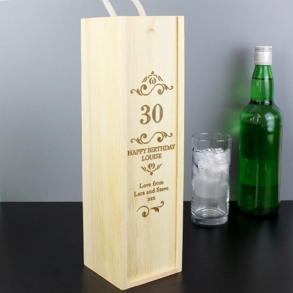 Personalised Elegant Number Wooden Wine Bottle Box - Personalised Anniversary Gifts - Wine Box Case; The Perfect Way To Give Your Wine