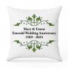 Personalised Emerald Anniversary Cushion - White, Green & Black - 46x46cm - An Excellent Gift For Celebrating A Momentous Milestone In Someone's Life