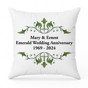 Personalised Emerald Anniversary Cushion - White, Green & Black - 46x46cm - An Excellent Gift For Celebrating A Momentous Milestone In Someone's Life
