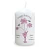 Personalised Flowers & Vase Candle - Personalised Gifts - Great For Mother's Day, Christenings, Birthdays, Easter And More & Has A 58 Hour Burn Time