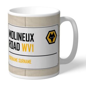 Personalised Football Club Street Sign Mugs (Wolves) - Personalised Gift Mugs - The Ultimate Must Have Gift For Any Football Fan