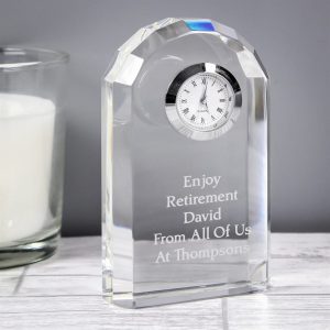 Personalised Glass Mantel Clock - Engraved Gift for any Occasion