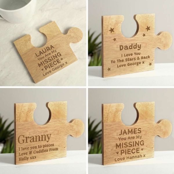 Personalised Jigsaw Piece Wooden Drink Coasters - Personalised Gifts - A Lovely, Unique Keepsake Gift, Sentimental And Useful