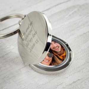 Personalised Keyring Locket - Personalised Gifts For Her - Chic Keyring Silver Locket, Holds 2 Photos