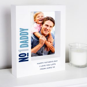 Personalised No.1 Dad 5x7 Box Photo Frame - White And Blue - 23x18x4cm - An Ideal Gift For Birthdays, Father's Day Or Just To Say Thanks