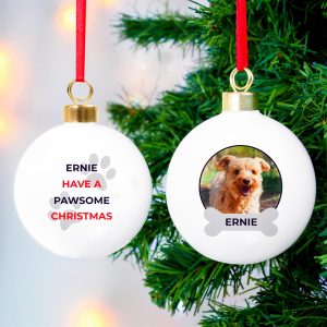 Personalised Pawsome Photo Upload Christmas Bauble - Personalised Christmas Bauble Gifts - A Christmas Gift For A Beloved Pet