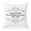 Personalised Pearl Anniversary Cushion - White And Black Cotton - 45x45cm - It's Not Just A Gift - It's A Heartfelt Reminder Of The Bond They've Built