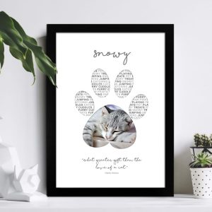 Personalised Photo Cat Paw Print - Perfect Gift For Cat-Lovers - Photo Cat Paw Print For Cat Owners