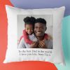 Personalised Photo Cushion For Dad - White - 46x46cm - Gift Your Dad Something Personalised And Heartwarming