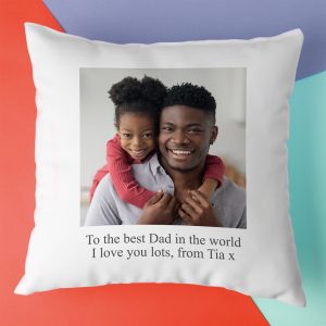Personalised Photo Cushion For Dad - White - 46x46cm - Gift Your Dad Something Personalised And Heartwarming