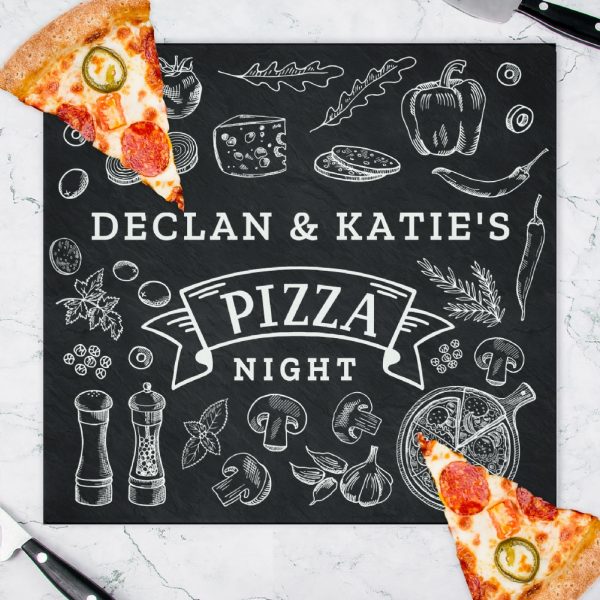 Personalised Pizza Glass Chopping Board/Worktop Saver - Black And White Glass - 27.8x29.7x0.4cm - It's A Fun Gift That Will Be Enjoyed By All