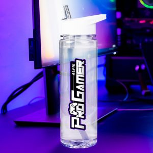 Personalised Pro Gamer Water Bottle - Clear And White - 800ml - A Great Gift For Any Occasion