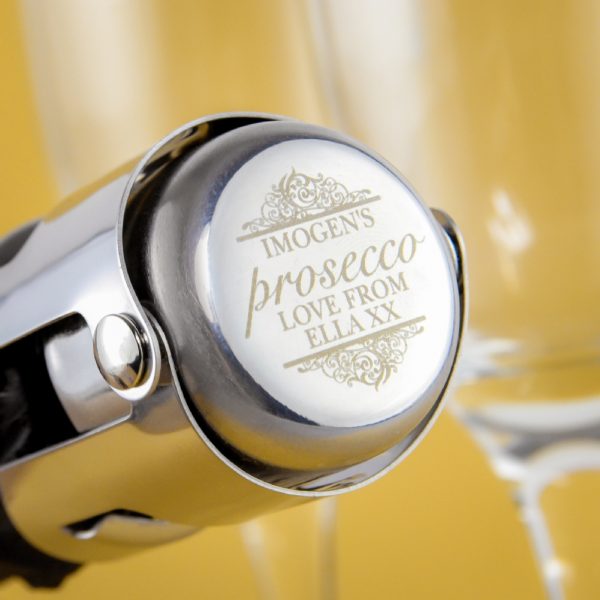 Personalised Prosecco Bottle Stopper - Personalised Couples Gifts - Keep Your Fizz Fizzy With This Modern Bottle Stopper