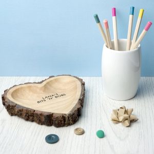 Personalised Rustic Wooden Heart Dish - Personalised Gifts - Wooden'T You Like This In Your Home & Message Engraved Into The Centre Of The Heart