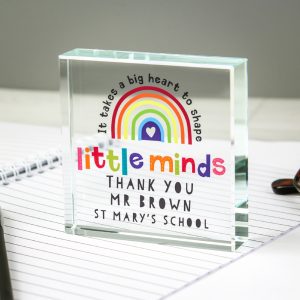 Personalised "Shape Little Minds" Teacher Glass Token - Teacher Gift