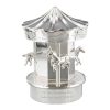 Personalised Silver Carousel Money Box - Beautiful Christening Gift - Engraved With A 60 Character Message Of Your Choice On The Base